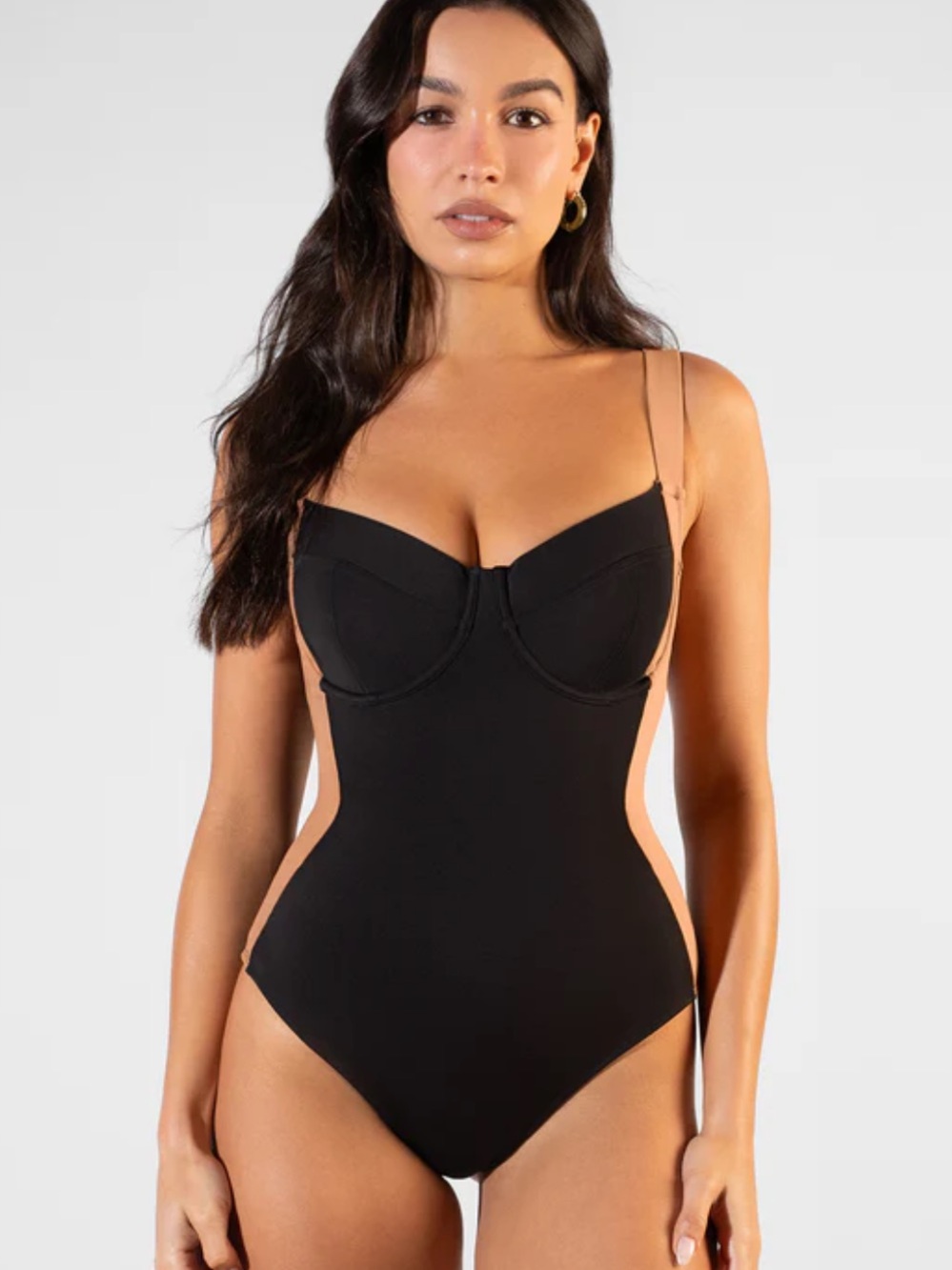 Ta3 LIFTY Black and Nude Colorblock One-Piece Swimsuit